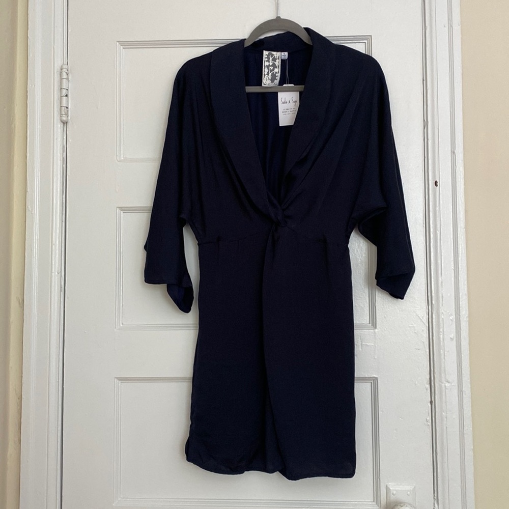 Sadie & Sage navy blue shift dress size medium NWT